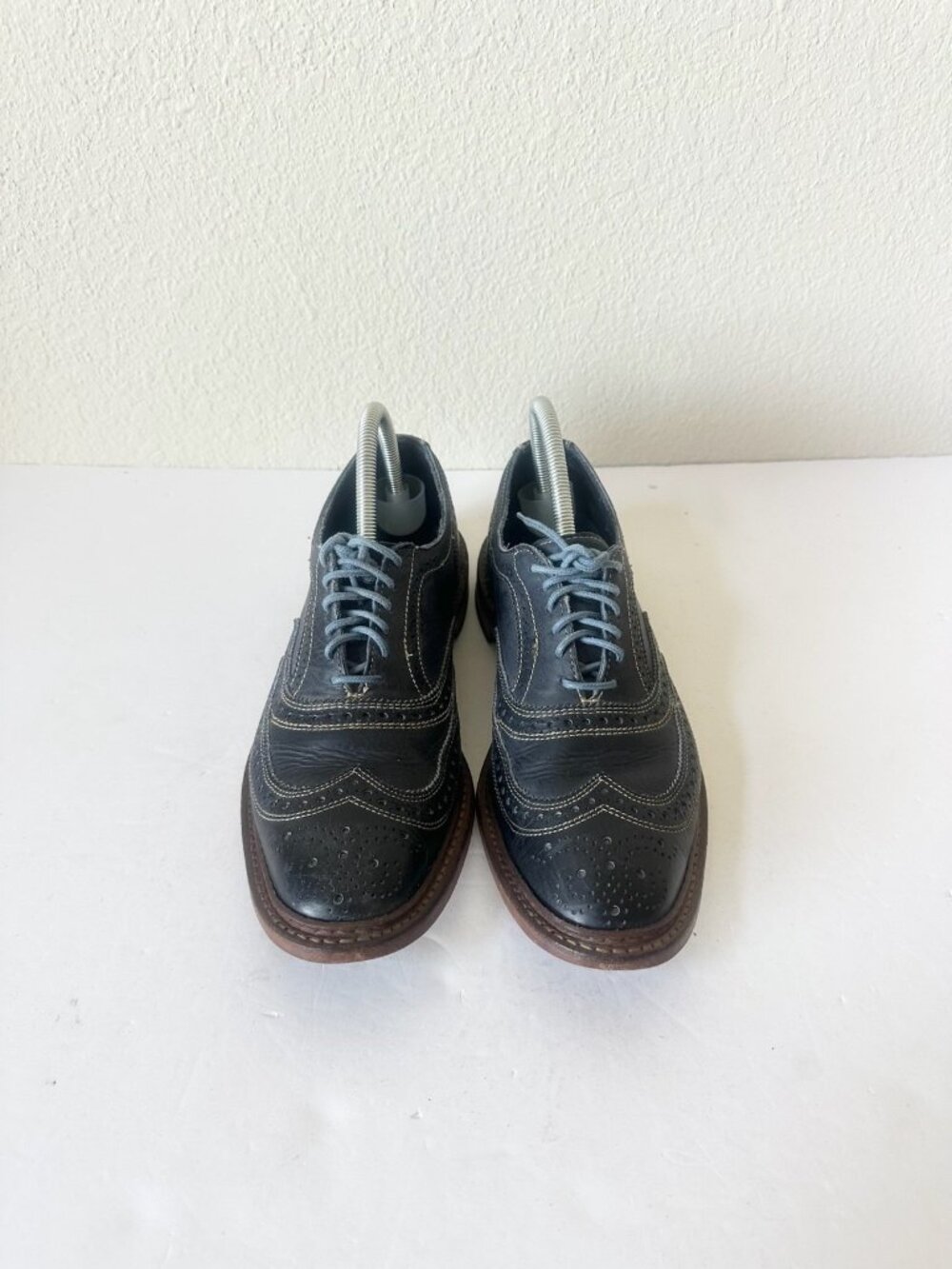 Allen Edmonds Men's Neumok Navy Blue Wing Tip Oxford Dress Shoes Size 9.5 4065